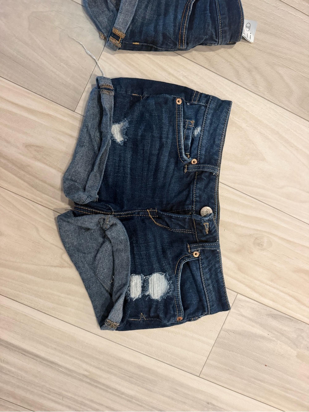Dark Wash Distressed Denim Shorts